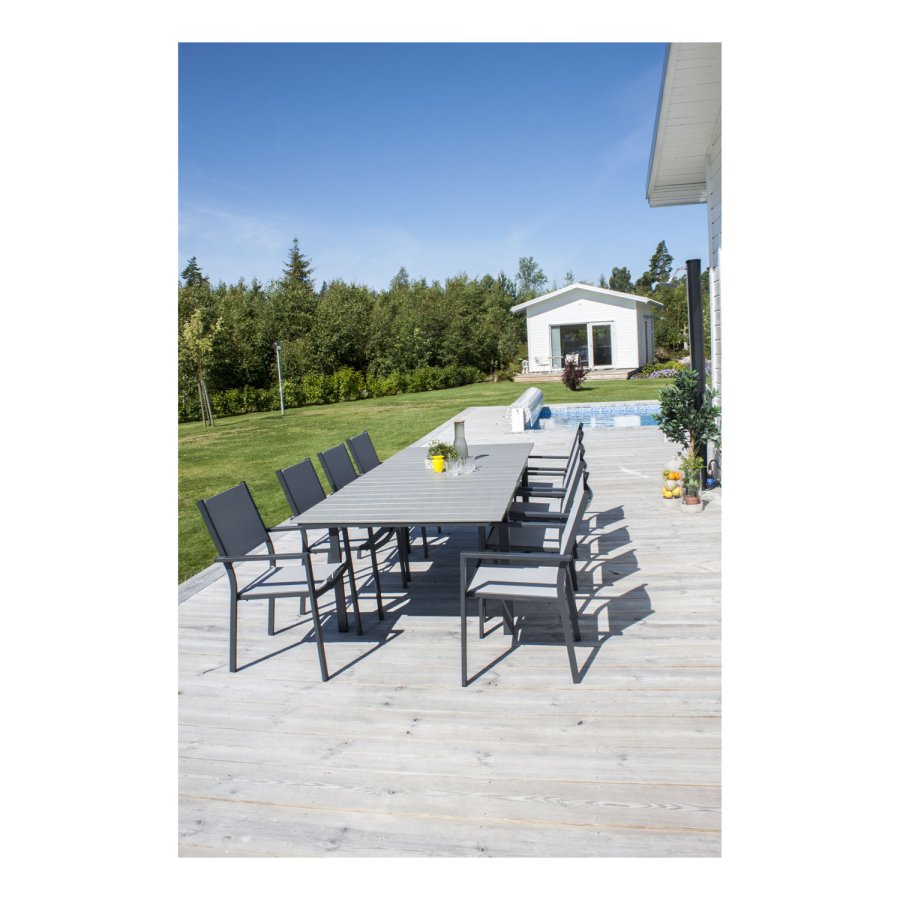 VENTURE DESIGN rektangulr Levels havebord m. udtrk - gr, sort aluminium