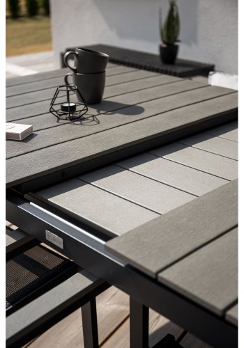 VENTURE DESIGN rektangulr Levels havebord m. udtrk - gr, sort aluminium
