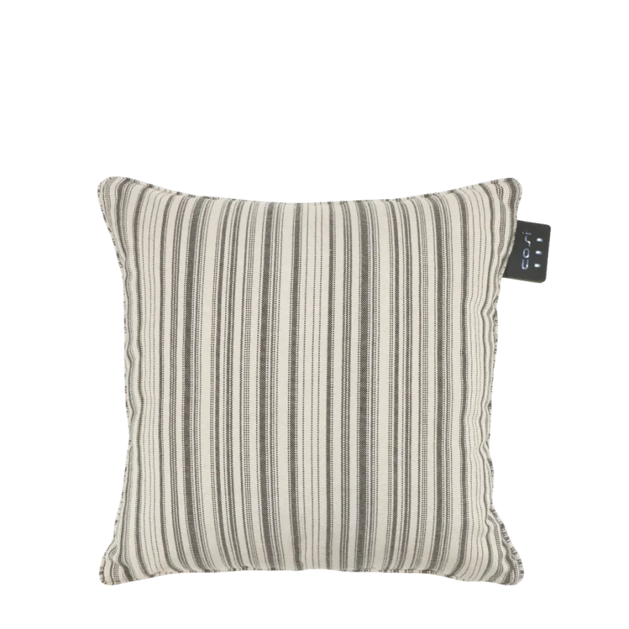 COSI FIRES Cosipillow Striped varmepude, genopladeligt batteri, kvadratisk - hvid/sort stof (50x50)