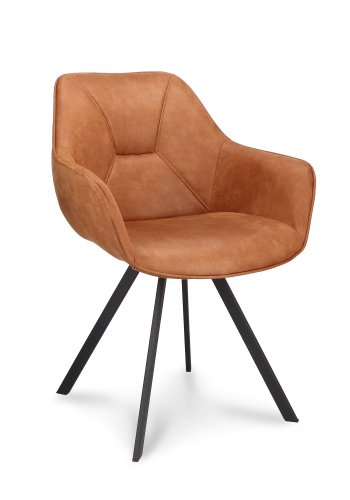 Esther spisebordsstol, m. armln - camel mikro lder og sort metal