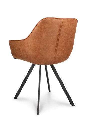 Esther spisebordsstol, m. armln - camel mikro lder og sort metal