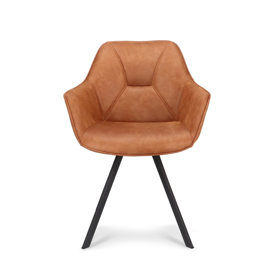 Esther spisebordsstol, m. armln - camel mikro lder og sort metal
