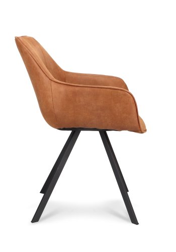 Esther spisebordsstol, m. armln - camel mikro lder og sort metal