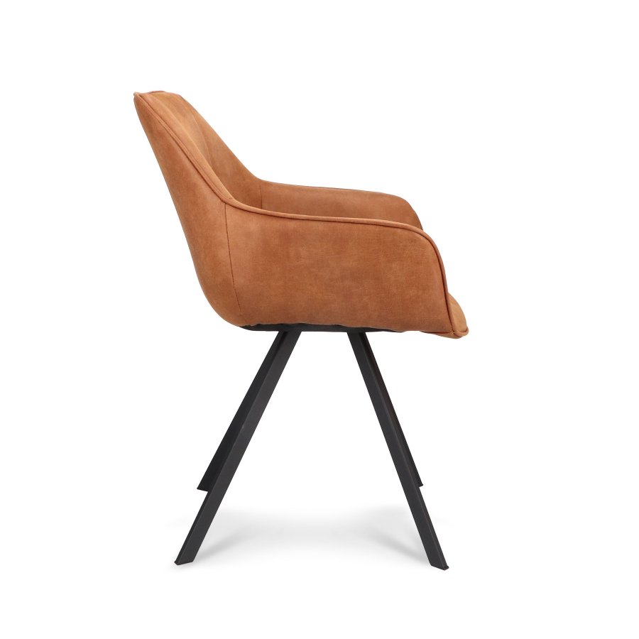 Esther spisebordsstol, m. armln - camel mikro lder og sort metal
