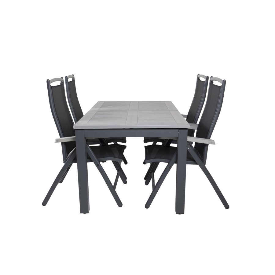 VENTURE DESIGN Albany 5 positions havestol m. armln og sort stofhynde - sort aluminium