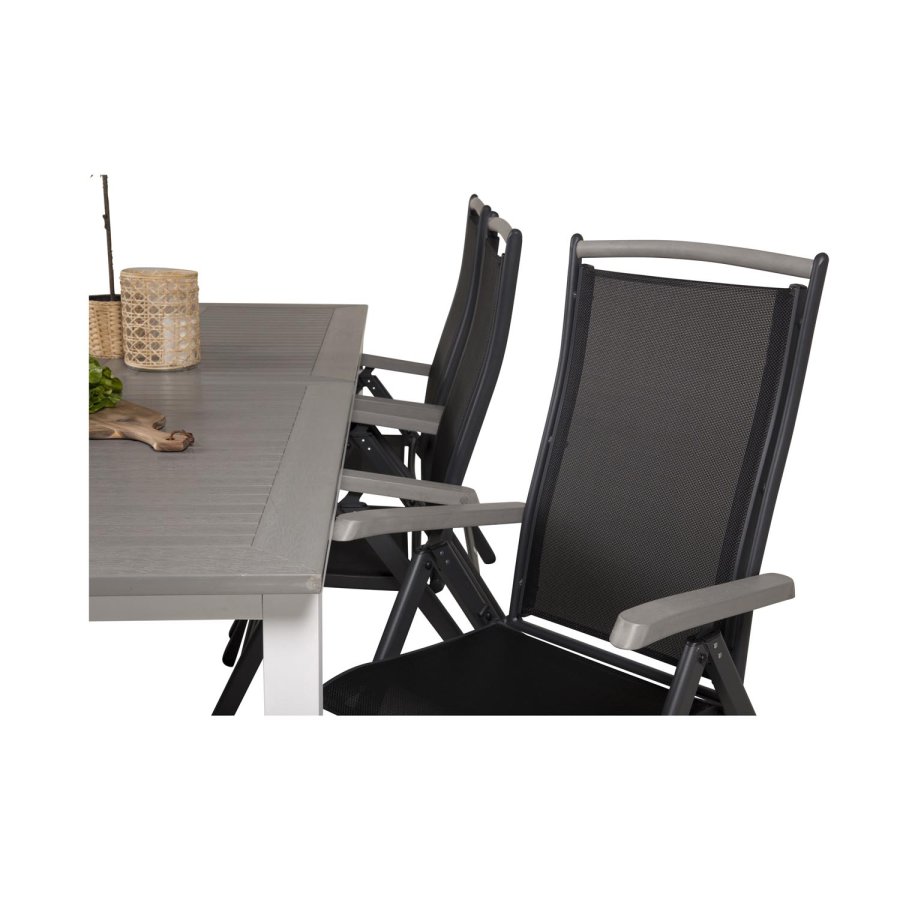 VENTURE DESIGN Albany 5 positions havestol m. armln og sort stofhynde - sort aluminium