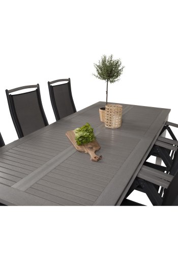 VENTURE DESIGN Albany 5 positions havestol m. armln og sort stofhynde - sort aluminium