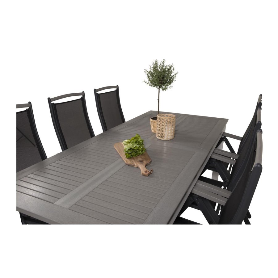 VENTURE DESIGN Albany 5 positions havestol m. armln og sort stofhynde - sort aluminium