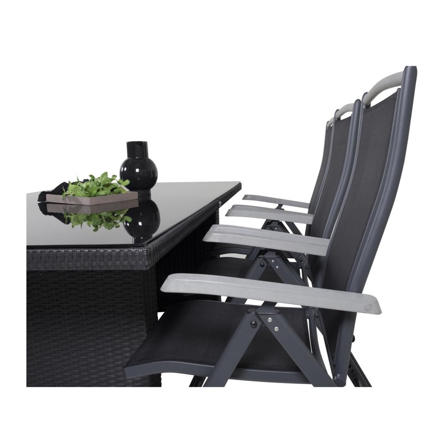 VENTURE DESIGN Albany 5 positions havestol m. armln og sort stofhynde - sort aluminium