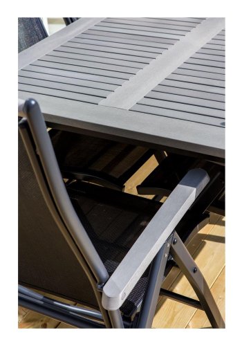 VENTURE DESIGN Albany 5 positions havestol m. armln og sort stofhynde - sort aluminium