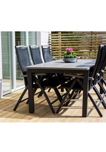 VENTURE DESIGN Albany 5 positions havestol m. armln og sort stofhynde - sort aluminium