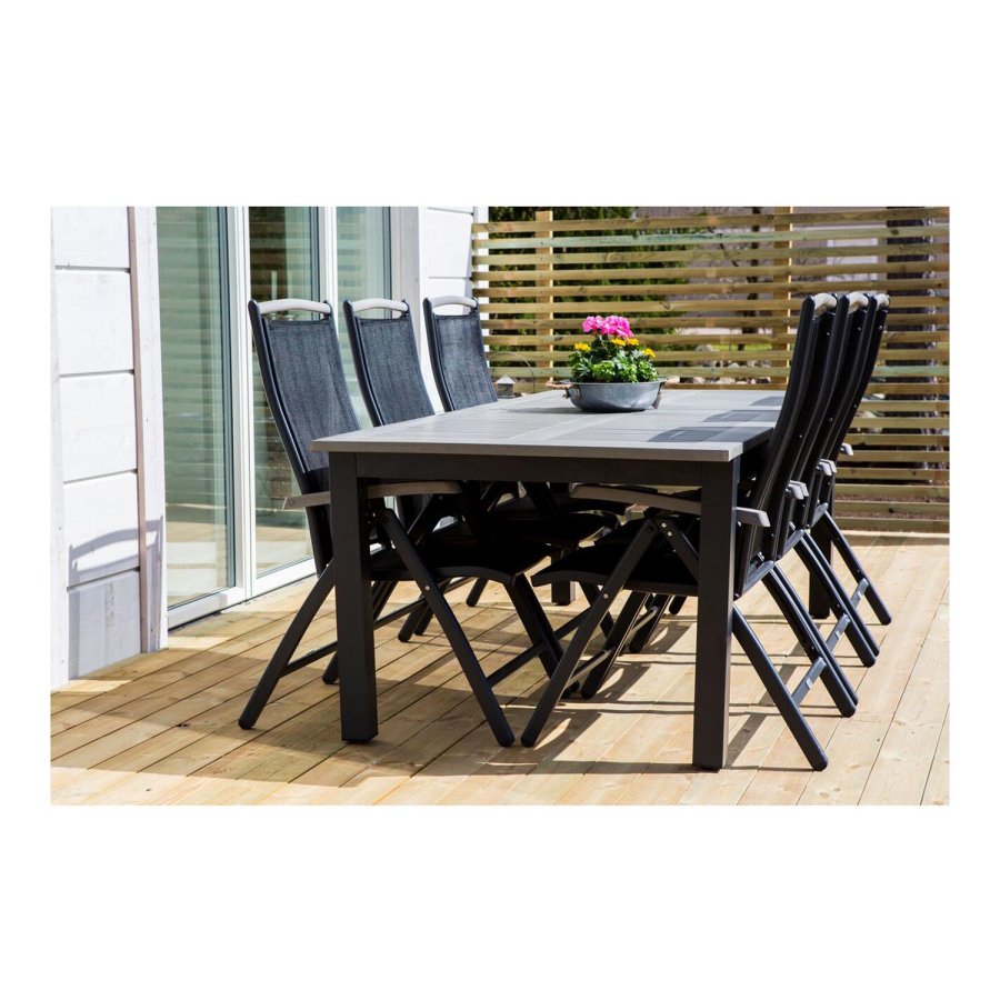 VENTURE DESIGN Albany 5 positions havestol m. armln og sort stofhynde - sort aluminium