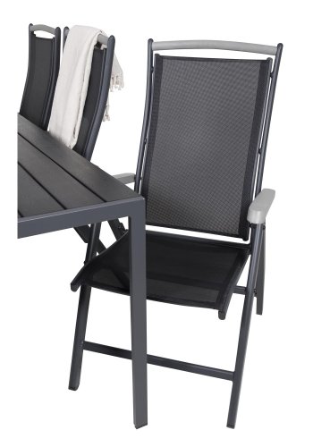 VENTURE DESIGN Albany 5 positions havestol m. armln og sort stofhynde - sort aluminium