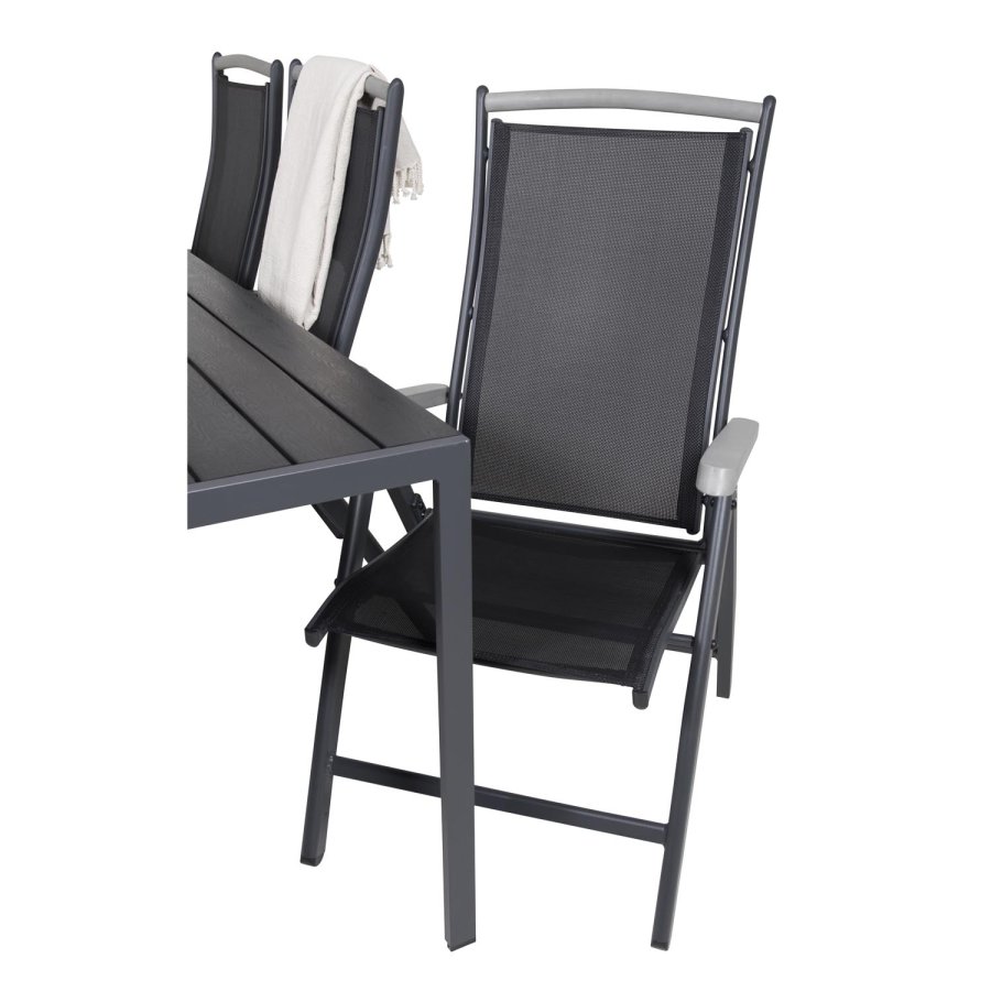 VENTURE DESIGN Albany 5 positions havestol m. armln og sort stofhynde - sort aluminium