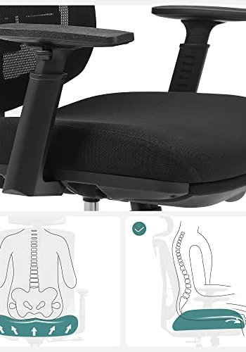 SONGMICS kontorstol, m. fodsttte, lndesttte, justerbar nakkesttte, armln, vippefunktion - sort