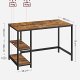 VASAGLE skrivebord, m. 2 hylder - rustik brun spnplade og sort stl (120x60)