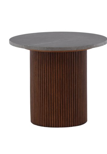 VIND COLLECTION Härön sidebord, rund - gr MDF og valnddefarvet asketr (52)