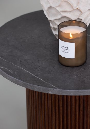 VIND COLLECTION Härön sidebord, rund - gr MDF og valnddefarvet asketr (52)