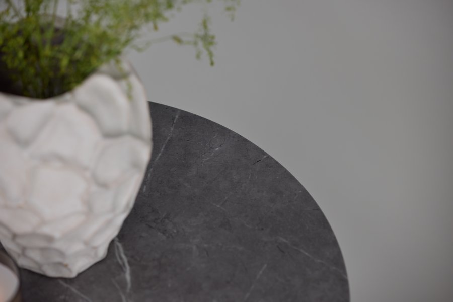 VIND COLLECTION Härön sidebord, rund - gr MDF og valnddefarvet asketr (52)