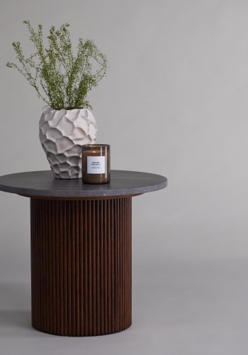 VIND COLLECTION Härön sidebord, rund - gr MDF og valnddefarvet asketr (52)