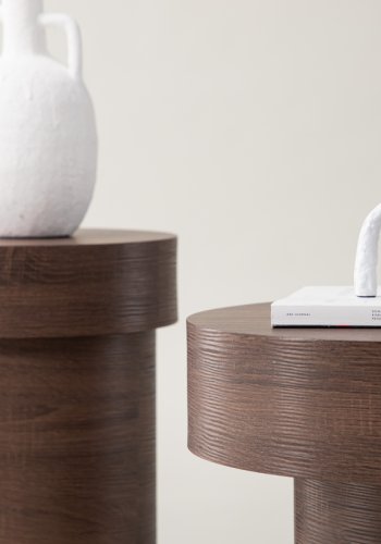 VIND COLLECTION Malung sidebord, rund - mrkebrun papir laminat (35)