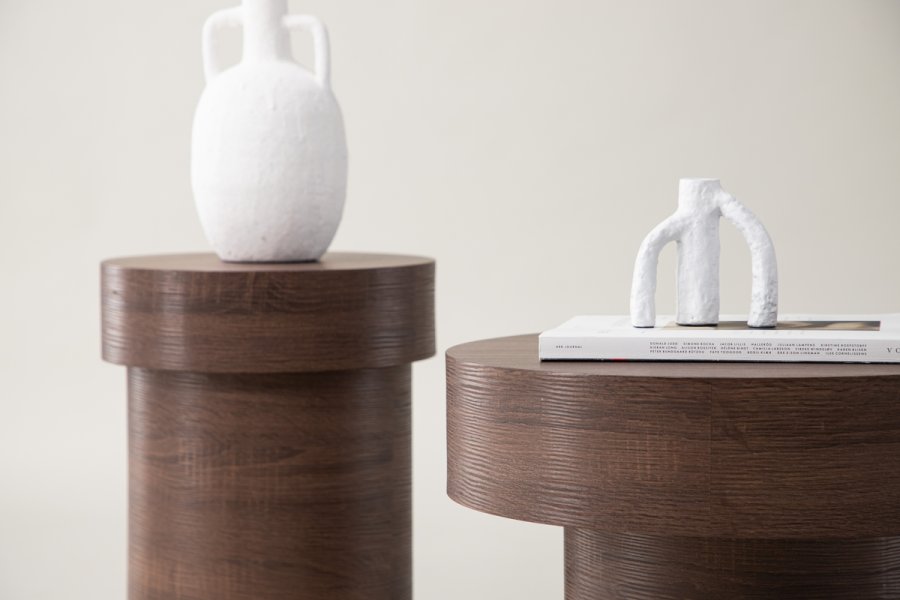 VIND COLLECTION Malung sidebord, rund - mrkebrun papir laminat (50)