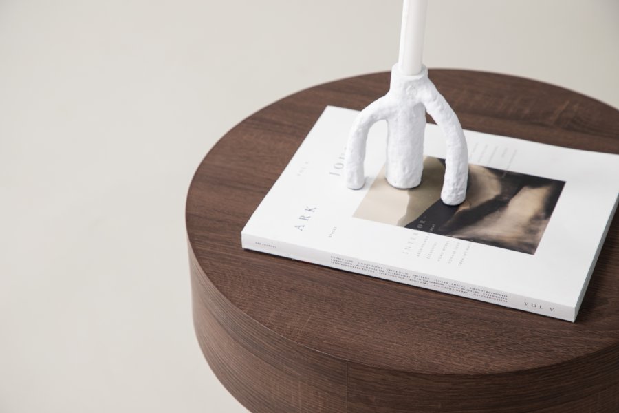 VIND COLLECTION Malung sidebord, rund - mrkebrun papir laminat (50)