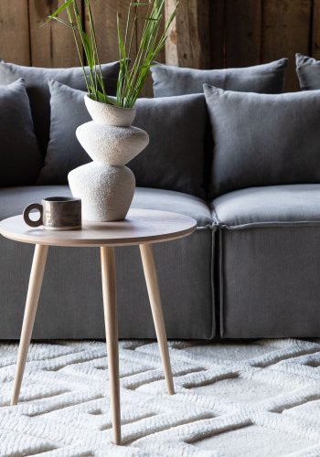 VIND COLLECTION Klädesholmen sidebord, rund - hvidkalket finér (48)