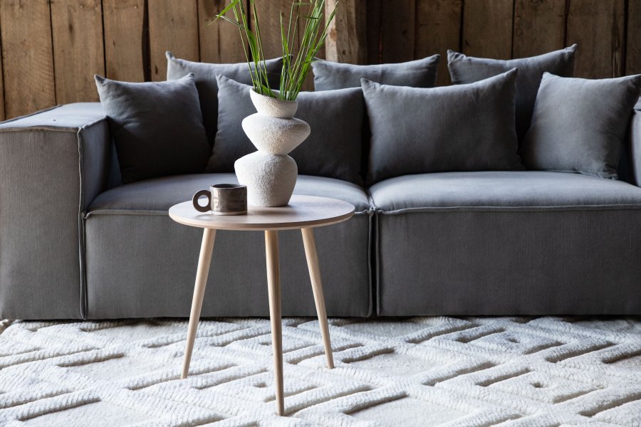 VIND COLLECTION Klädesholmen sidebord, rund - hvidkalket finér (48)