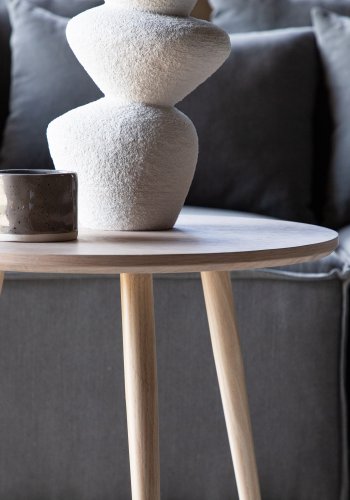 VIND COLLECTION Klädesholmen sidebord, rund - hvidkalket finér (48)