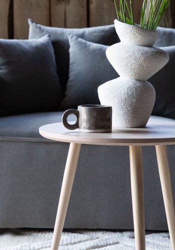 VIND COLLECTION Klädesholmen sidebord, rund - hvidkalket finér (48)