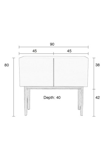 ZUIVER High On Wood sknk, m. 2 lger - MDF og brun egetr