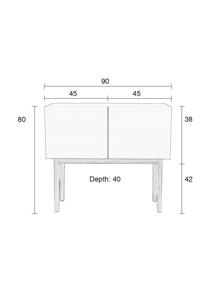 ZUIVER High On Wood sknk, m. 2 lger - MDF og brun egetr