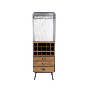 DUTCHBONE Vino vinskab, plads til 15 flasker, m. glasholdere og 3 skuffer - natur MDF
