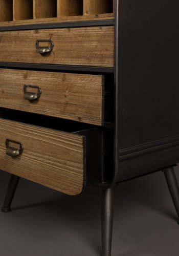 DUTCHBONE Vino vinskab, plads til 15 flasker, m. glasholdere og 3 skuffer - natur MDF