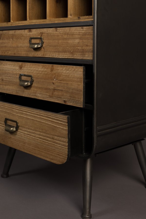 DUTCHBONE Vino vinskab, plads til 15 flasker, m. glasholdere og 3 skuffer - natur MDF