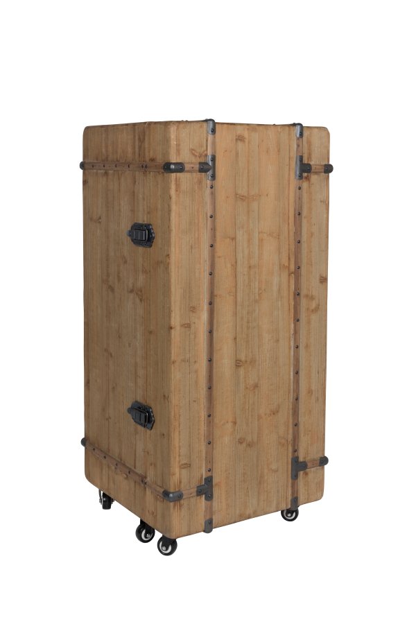 DUTCHBONE Lico vinskab, m. 1 lge, 2 skuffer, hjul og plads til glas og flasker - brun tr og jern