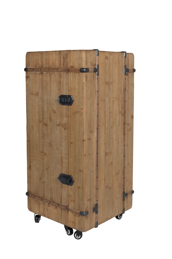 DUTCHBONE Lico vinskab, m. 1 lge, 2 skuffer, hjul og plads til glas og flasker - brun tr og jern