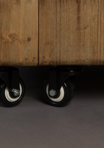 DUTCHBONE Lico vinskab, m. 1 lge, 2 skuffer, hjul og plads til glas og flasker - brun tr og jern