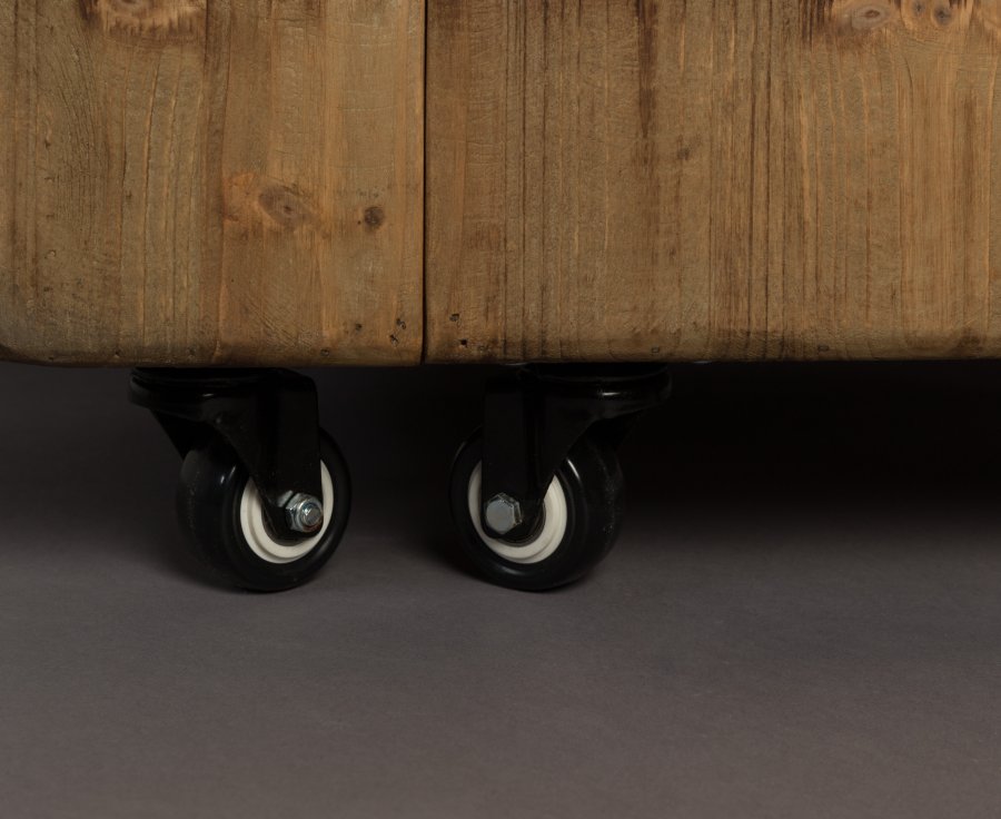 DUTCHBONE Lico vinskab, m. 1 lge, 2 skuffer, hjul og plads til glas og flasker - brun tr og jern