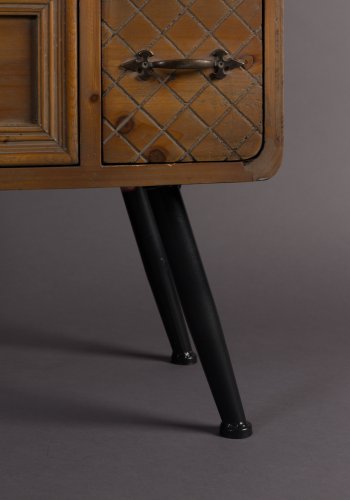 DUTCHBONE Jove skab, m. 2 lger og 8 skuffer - brun fyrretr og jern