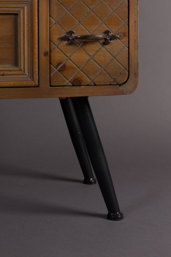 DUTCHBONE Jove skab, m. 2 lger og 8 skuffer - brun fyrretr og jern