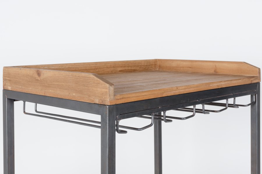 WHITE LABEL LIVING Edgar barskab, m. 2 skuffer - brun grantr og jern