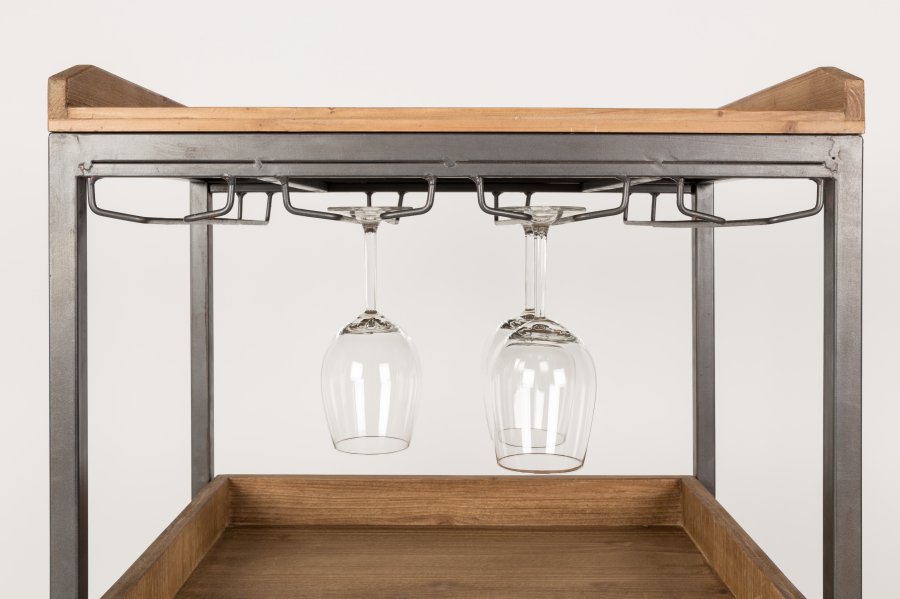 WHITE LABEL LIVING Edgar barskab, m. 2 skuffer - brun grantr og jern