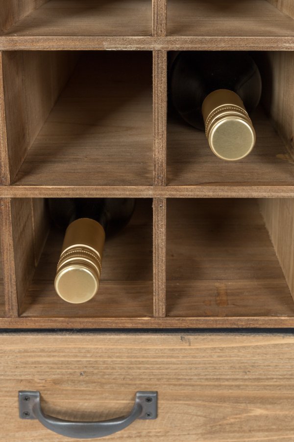 WHITE LABEL LIVING Edgar barskab, m. 2 skuffer - brun grantr og jern