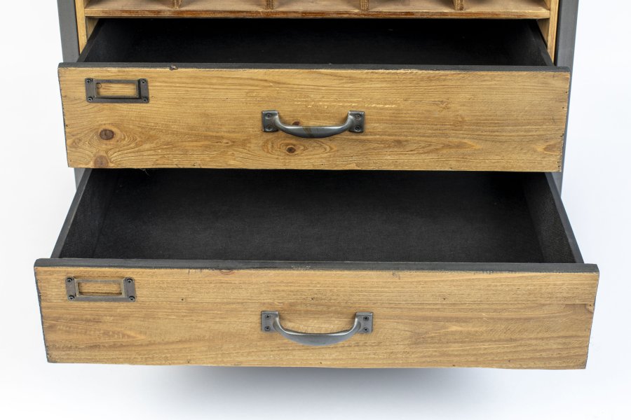 WHITE LABEL LIVING Edgar barskab, m. 2 skuffer - brun grantr og jern