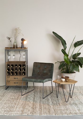 WHITE LABEL LIVING Edgar barskab, m. 2 skuffer - brun grantr og jern