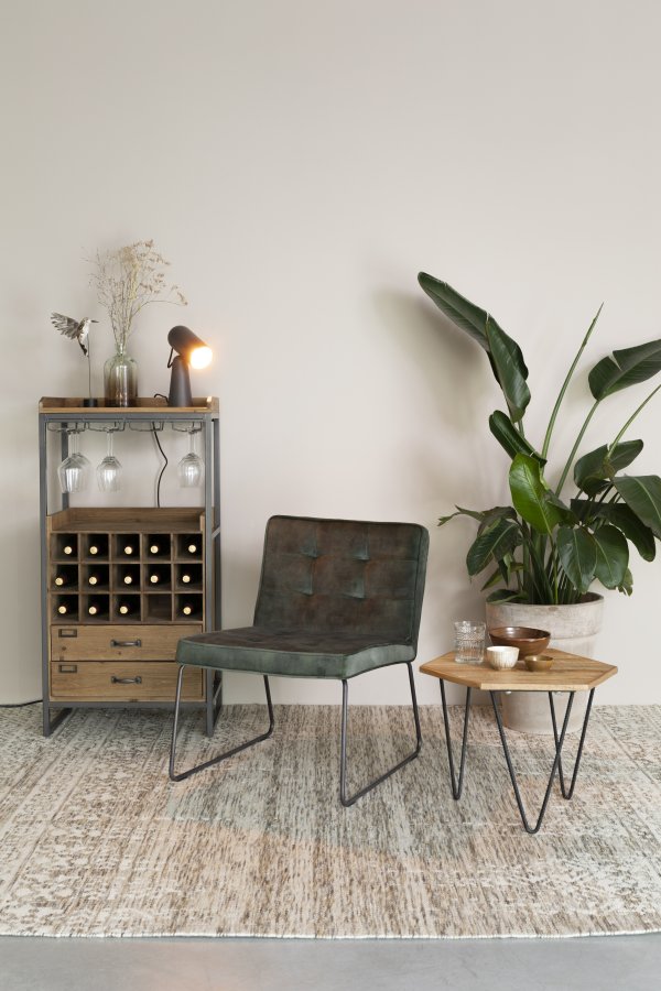 WHITE LABEL LIVING Edgar barskab, m. 2 skuffer - brun grantr og jern