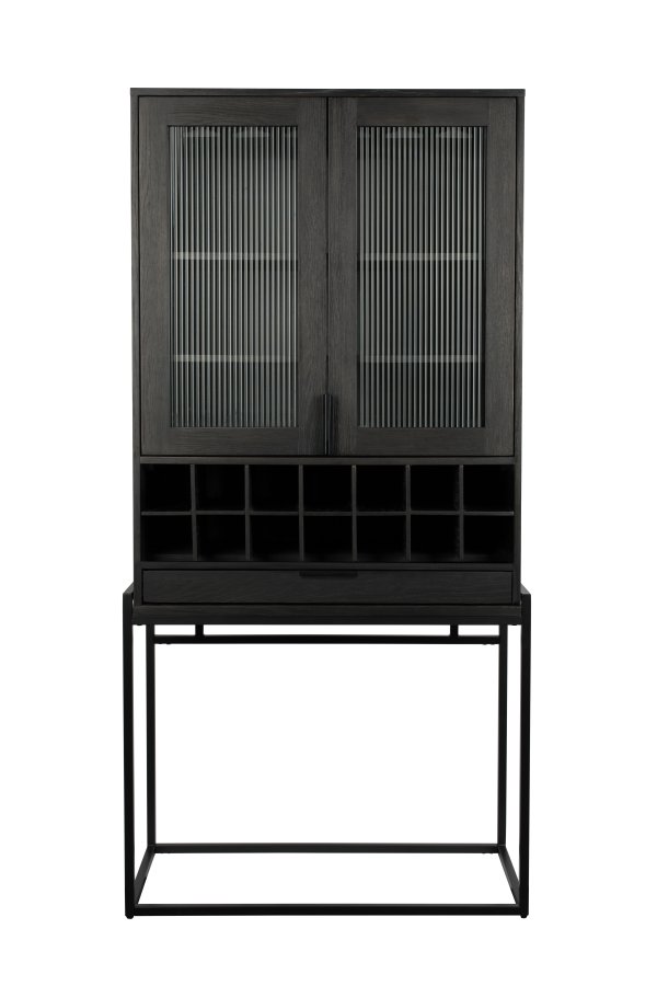 ZUIVER Travis barskab, m. 2 lger - sort MDF/egetr