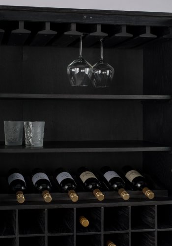 ZUIVER Travis barskab, m. 2 lger - sort MDF/egetr